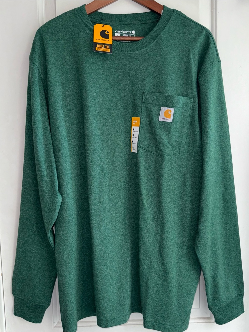 Carhartt NWT K126 Heavyweight Long-Sleeve Pocket Tee in “North Woods” Green